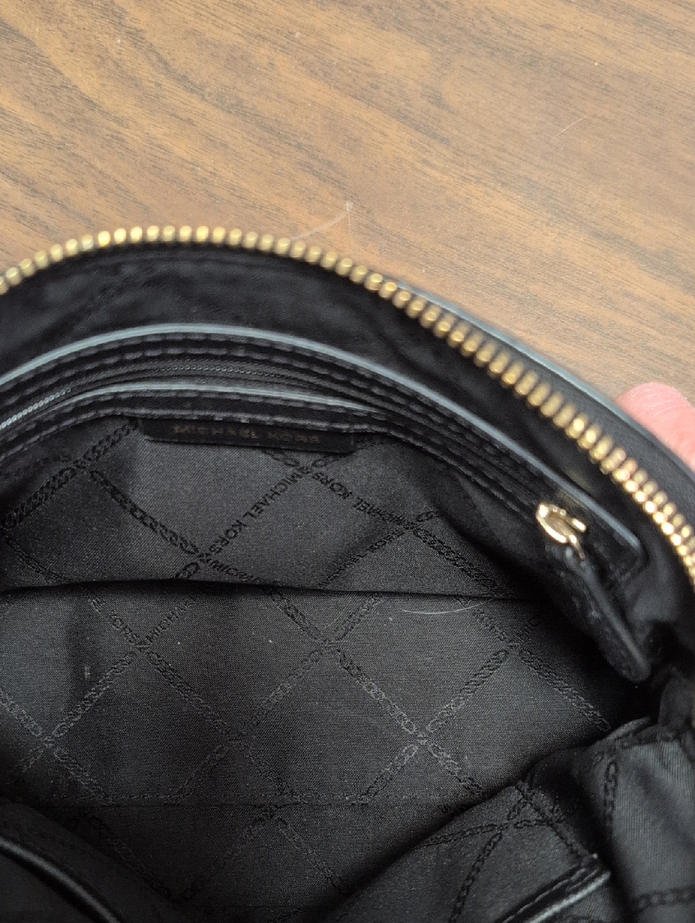 Michael Kors Black Quilted Logo-Print Purse with Gold Hardware